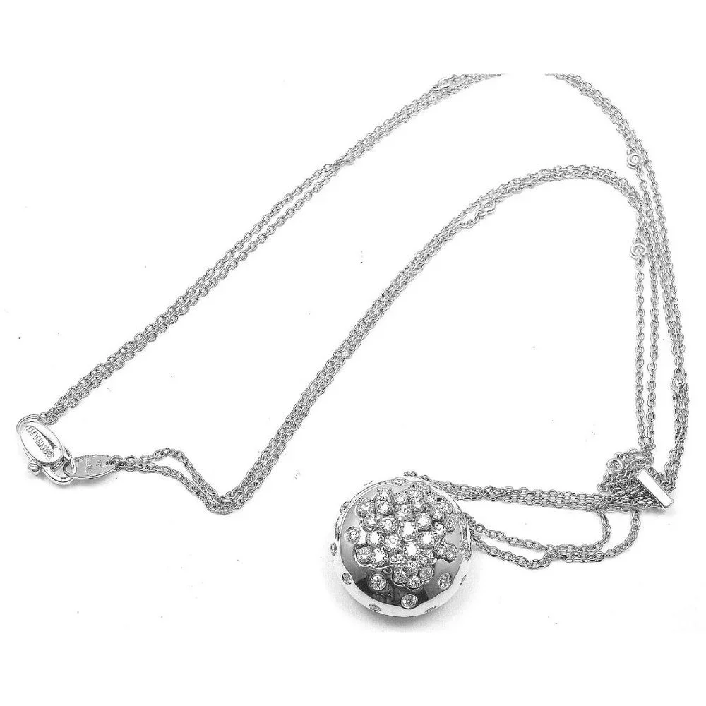 Authentic Damiani 18k White Gold Diamond Drop Cluster Pendant Necklace - Picture 2 of 12